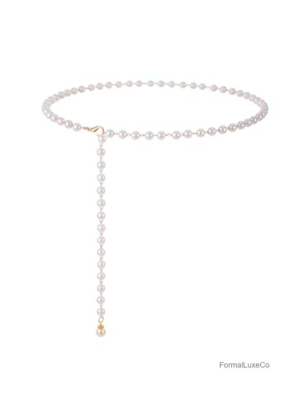 Adjustable Pearl Waist Chain Women Alloy Imitation Pearls Belt Dress